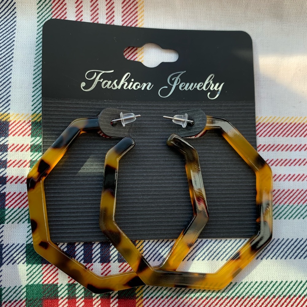 Geometric Brassy Cow Print Earrings.